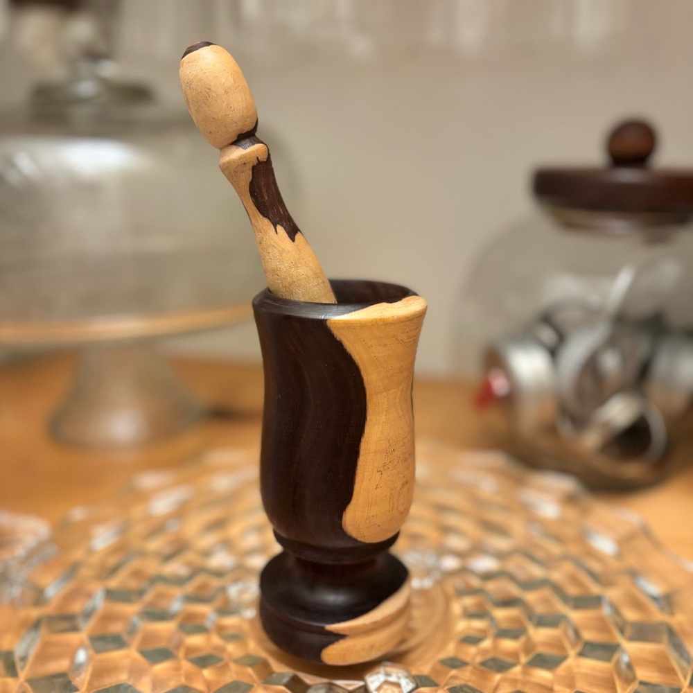 Vintage Handcrafted Wooden Mortar and Pestle